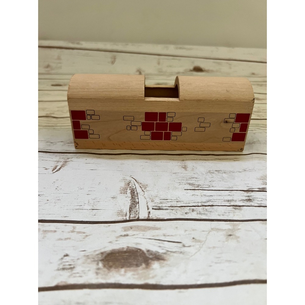 Wooden Train Tunnel Natural Tan Red Brick Graphic One Size
